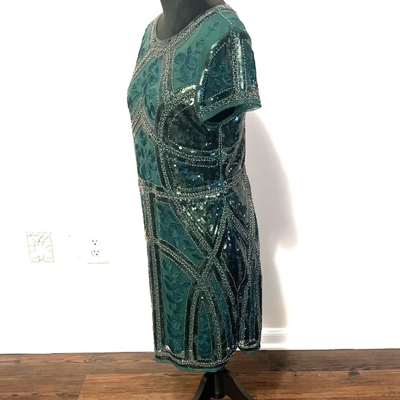 Lulu's Dark Green Embellished Mini Dress - Picture 3 of 4